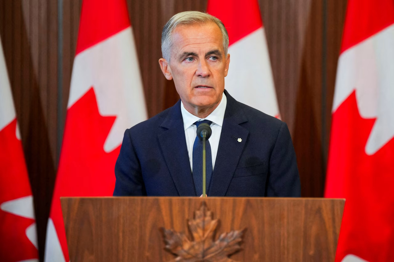 Mark Carney speaks in Ottawa, Canada, 22 August